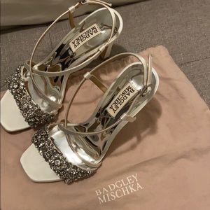 Badgley Mischka “Elana” White Satin heel.